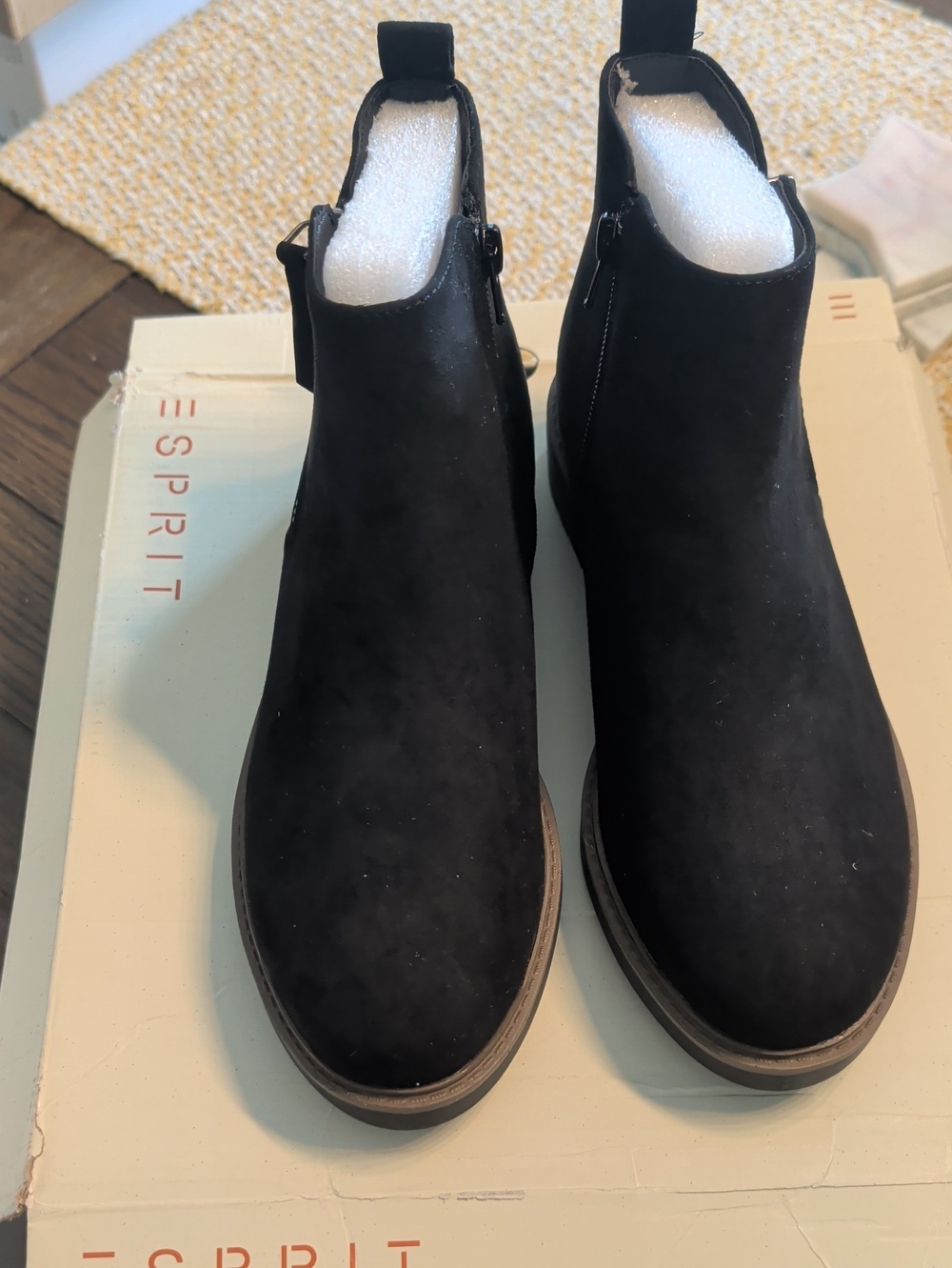 Esprit Black Faux Suede Chelsea Ankle Boots